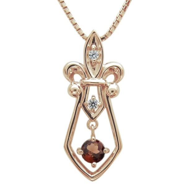 メンズ ネックレス ダガー 百合の紋章 ガーネット ペンダント K10