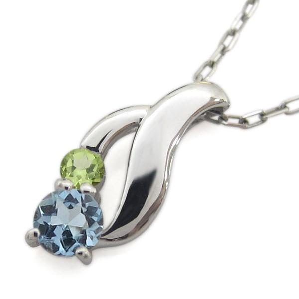レディース アクアマリンサンタマリア ネックレス K10 ペンダント シンプル_5