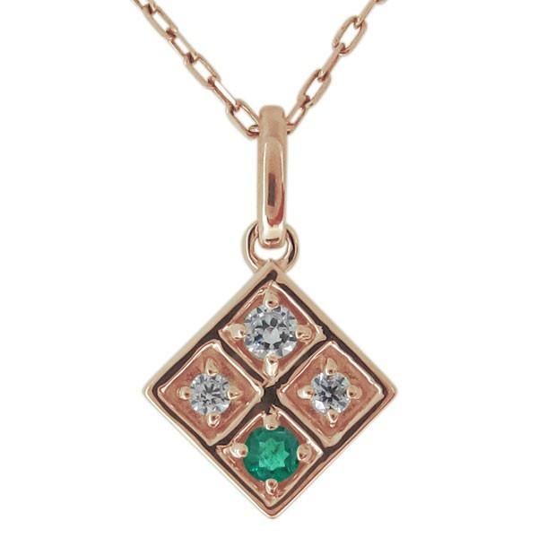 ネックレス レディース 18金 18k ダイヤモンド スクエア 四角 ペンダント シンプル