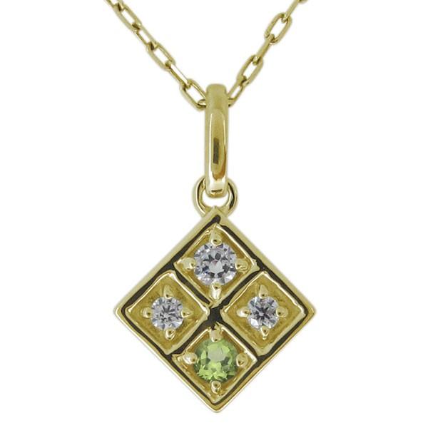 ネックレス レディース 18金 18k ダイヤモンド スクエア 四角  