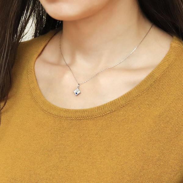 ネックレス レディース 18金 18k ダイヤモンド スクエア 四角 ペンダント シンプル_2