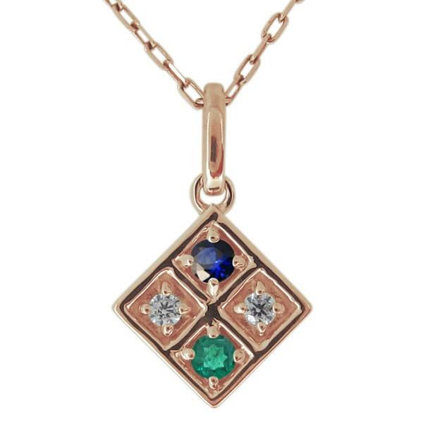ネックレス レディース 18金 18k サファイア スクエア 四角 ペンダント シンプル
