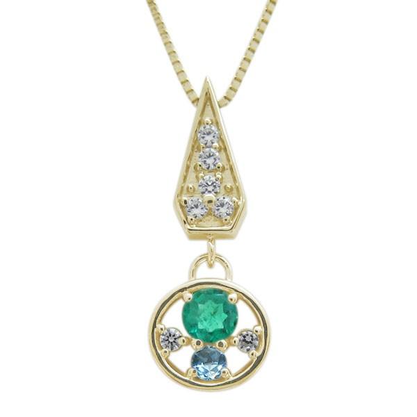 サークルネックレス 18金 レディース ペンダント エメラルド