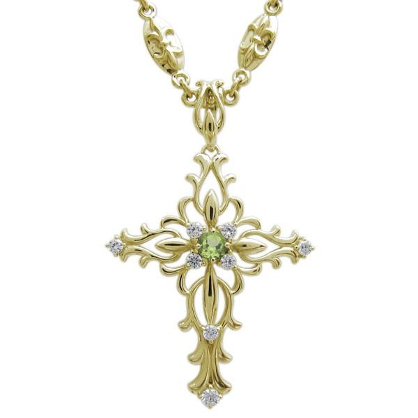 素敵な メンズ ネックレス ペリドット クロス 10金 ペリドット 人気 百合の紋章 クロス ネックレス メンズ K10 十字架 メンズアクセサリー Oyostate Gov Ng