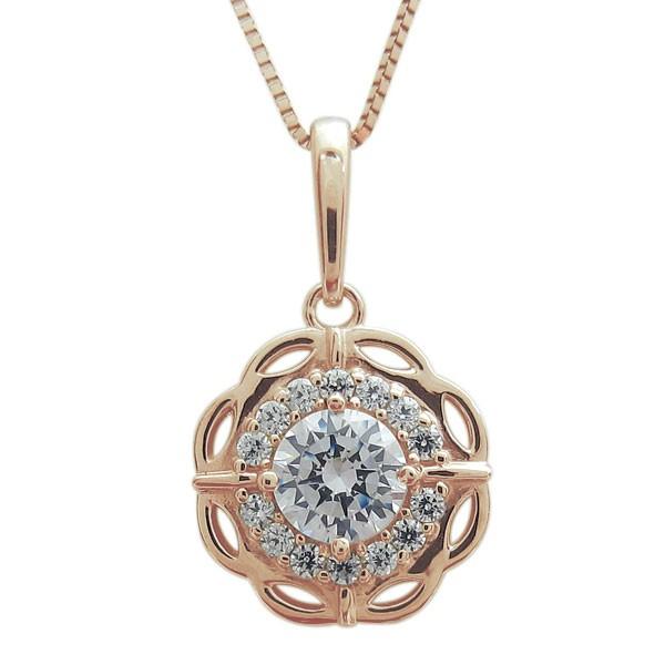 鑑定書付ネックレス ダイヤモンド ネックレス フラワー VS(0.5ct) K18