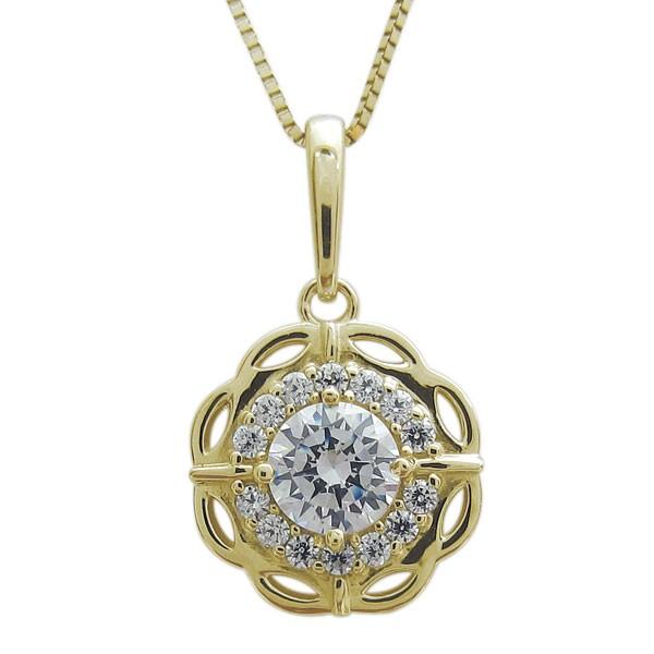 鑑定書付ネックレス ダイヤモンド ネックレス フラワー VS(0.5ct) K18