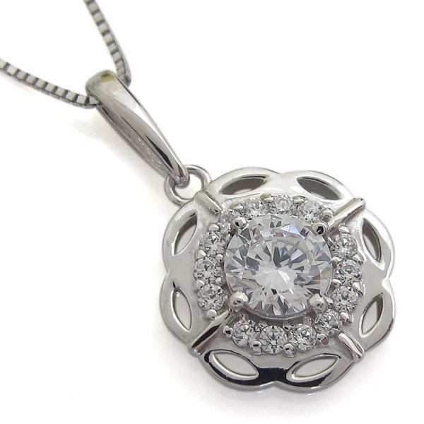 鑑定書付ネックレス ダイヤモンド ネックレス フラワー VS(0.5ct) K18