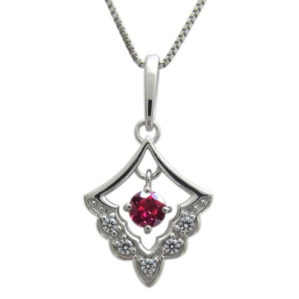 ネックレス レディース 人気 大人かわいい ルビー シルバー