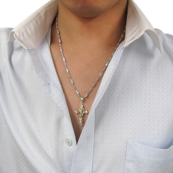 日本に 12月誕生石 タンザナイト クロス コンビ 18金 プラチナ メンズネックレス タンザナイト K18 プラチナ メンズ コンビネックレス クロス メンズアクセサリー Www Solidarite Numerique Fr