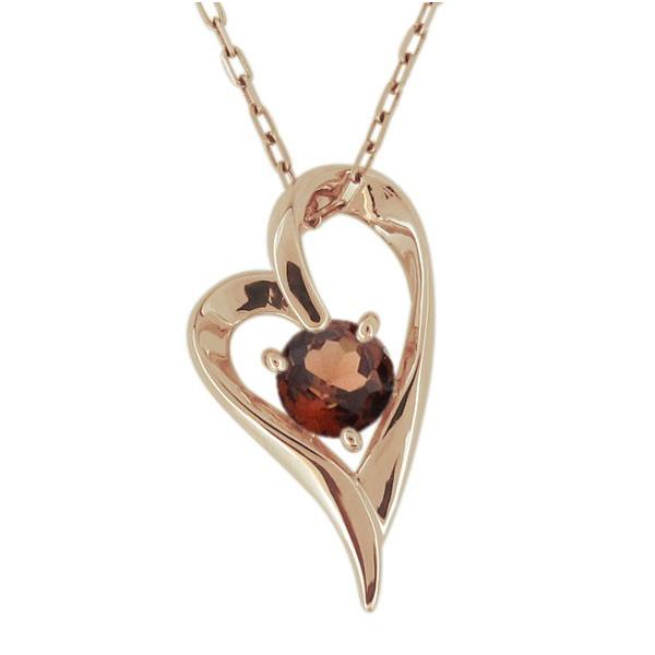 オープンハート ネックレス ガーネット レディースペンダント ハート 10金