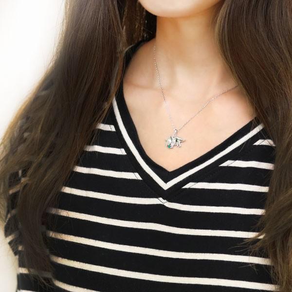 ネックレス レディース プラチナ エメラルド 恐竜 トリケラトプス ペンダント クリスマス ポイント消化