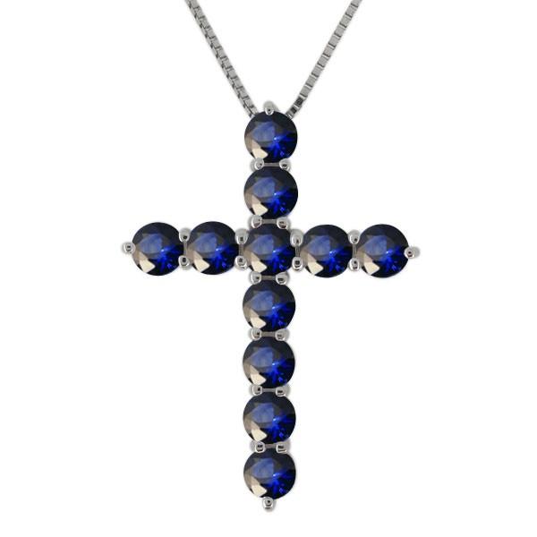 クロス ネックレス プラチナ レディース サファイア 9月誕生石 十字架 ペンダント(86852円)