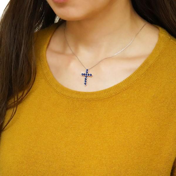 （新品,未開封） クロス ネックレス プラチナ レディース サファイア 9月誕生石 十字架 ペンダント 【WSO2414549725】(86852円)