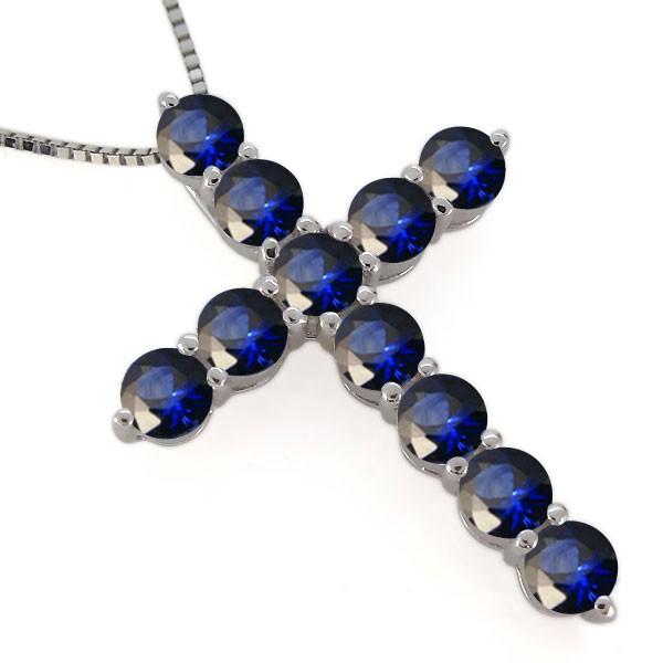 （新品,未開封） クロス ネックレス プラチナ レディース サファイア 9月誕生石 十字架 ペンダント 【WSO2414549725】(86852円)