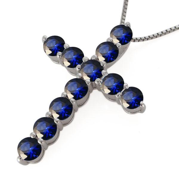 （新品,未開封） クロス ネックレス プラチナ レディース サファイア 9月誕生石 十字架 ペンダント 【WSO2414549725】(86852円)