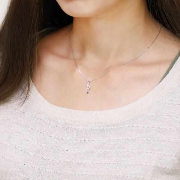 音符ネックレス 誕生石 レディース 八分音符 ペンダント 18金 