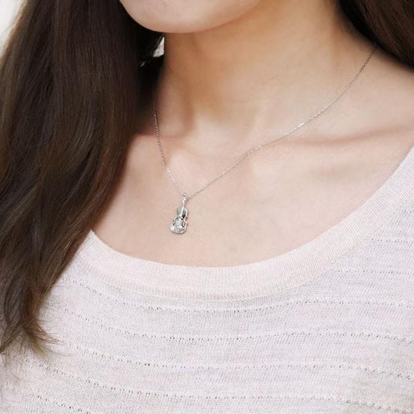 レディースネックレス バイオリン ロイヤルブルームーンストーン 6月誕生石 ペンダント 10金_2