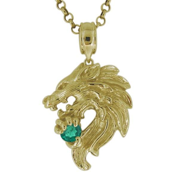 ネックレス 18金 K18 メンズ 狼 ウルフ エメラルド ペンダント オオカミ Www Sunnyfriend Com Tw