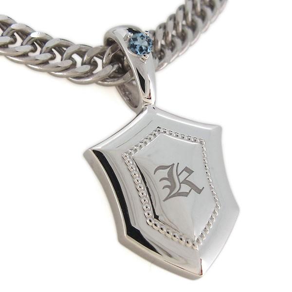 大人気 プラチナ メンズ ネックレス トップのみ シールド アクアマリンサンタマリア イニシャル クリスマス ポイント消化 【TM1166239915】(41950円)
