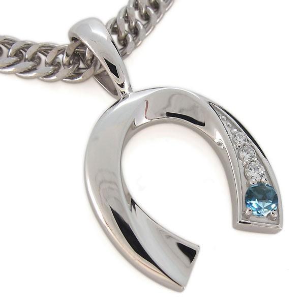 【売り切りお値下げ】 ネックレス メンズ 馬蹄 11月誕生石 ブルートパーズ プラチナ 喜平 ペンダント クリスマス ポイント消化 【RIZ1924641801】(69230円)
