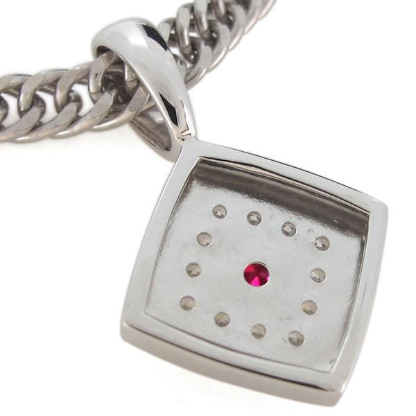 ネックレス メンズ プラチナ ルビー ペンダントトップ 喜平用 天然石