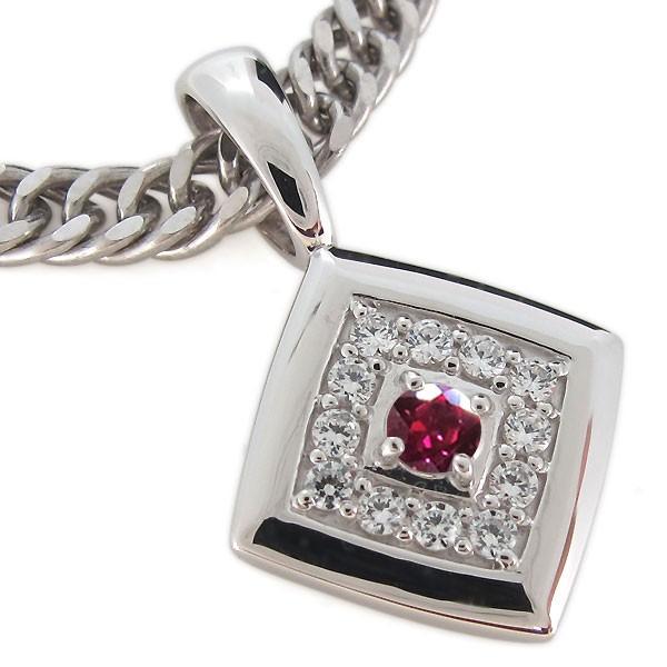 ネックレス メンズ プラチナ ルビー ペンダントトップ 喜平用 天然石