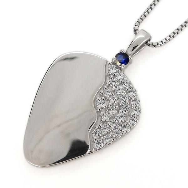 【最終値下げ】 プラチナ メンズ ネックレス ギター ピック メンズ サファイア ペンダント 音楽 【L2593520647】(93290円)