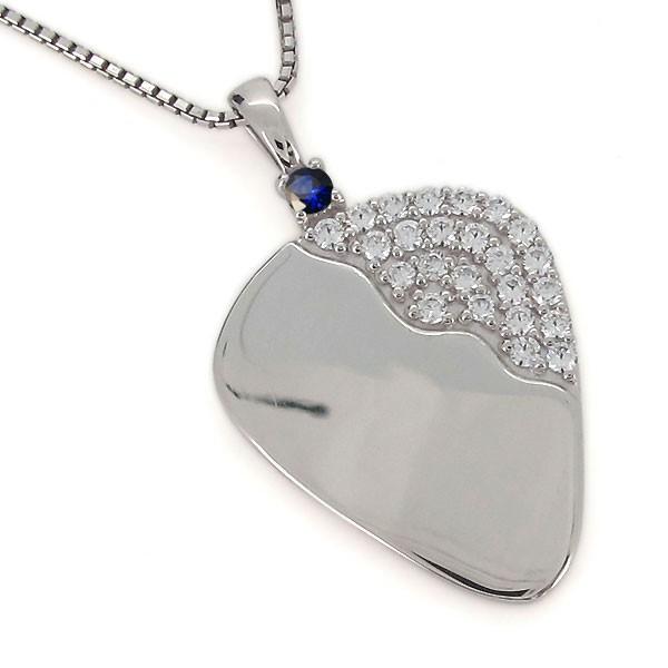 【最終値下げ】 プラチナ メンズ ネックレス ギター ピック メンズ サファイア ペンダント 音楽 【L2593520647】(93290円)