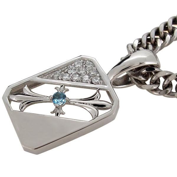 ペンダントトップ 18金 メンズ クロス 喜平用 ブルートパーズ 11月