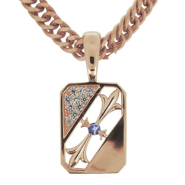 メンズ ネックレス 金 18k 喜平 クロス ペンダント タンザナイトの画像