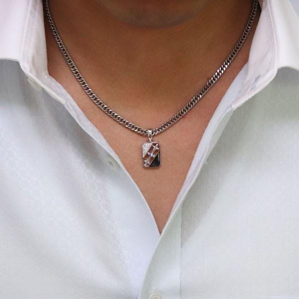 メンズ ネックレス 金 18k 喜平 クロス ペンダント タンザナイトの画像