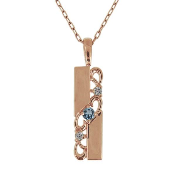 ネックレス メンズ プレート アクアマリンサンタマリア 唐草モチーフ 10金 ペンダント_1