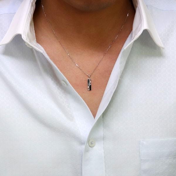 ネックレス メンズ プレート アクアマリンサンタマリア 唐草モチーフ 10金 ペンダント_2
