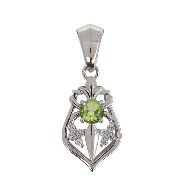 ペンダントトップ メンズ シルバー 天然石 ペリドット ユリの紋章(14560円)