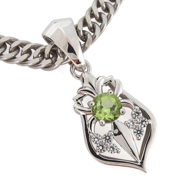 ペンダントトップ メンズ シルバー 天然石 ペリドット ユリの紋章 ペリドット 約4 天然石使用 縦 横