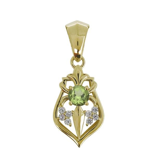 ペンダントトップ メンズ シルバー 天然石 ペリドット ユリの紋章 ペリドット 約4 天然石使用 縦 横