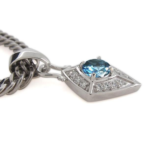 プラチナ ネックレス トップ メンズ 11月誕生石 ブルートパーズ 喜平用