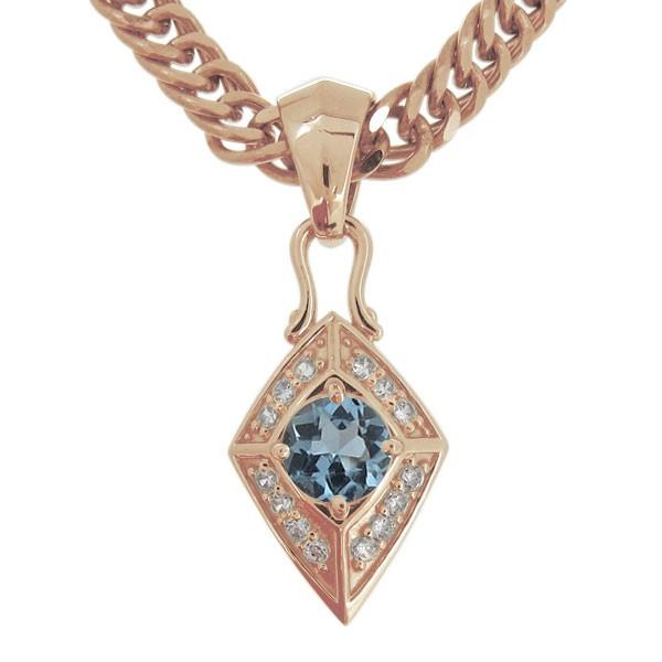 ネックレス メンズ 3月誕生石 アクアマリンサンタマリア 喜平チェーン