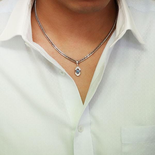 プラチナ ネックレス 喜平 メンズ アクアマリンサンタマリアネックレス 30代 40代 50代の画像