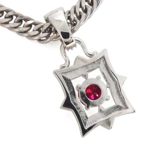 ネックレス シルバー メンズ ルビー ペンダント 喜平チェーン 約 ルビー ペンダント 縦 横 0mm