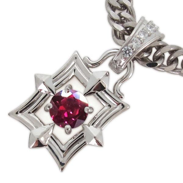 ネックレス シルバー メンズ ルビー ペンダント 喜平チェーン 約 ルビー ペンダント 縦 横 0mm