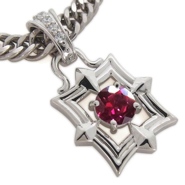 ネックレス シルバー メンズ ルビー ペンダント 喜平チェーン 約 ルビー ペンダント 縦 横 0mm