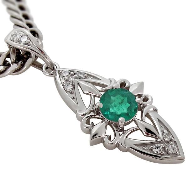 ネックレス メンズ 18金 K18 エメラルド 喜平ネックレス : PLEJOUR