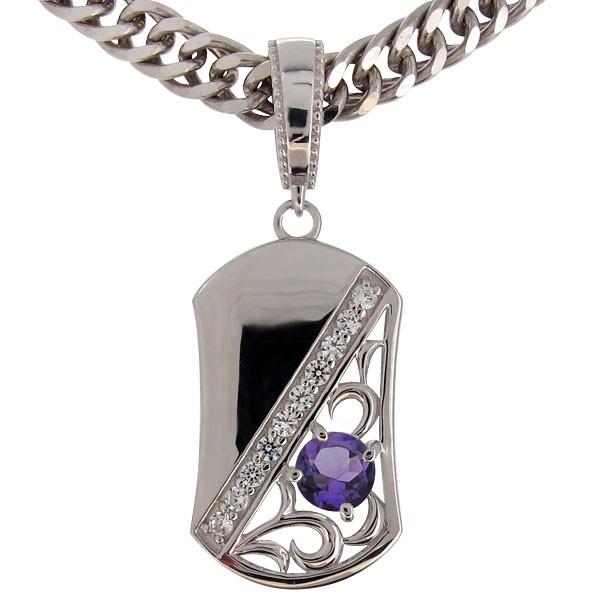 プラチナ ネックレス メンズ 喜平 アメジストペンダント 唐草(52357円)