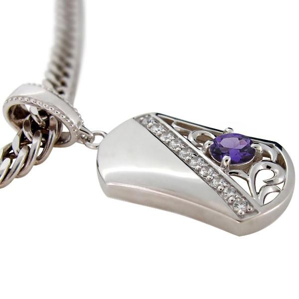 お値下げ プラチナ ネックレス メンズ 喜平 アメジストペンダント 唐草 【1455555078】(52357円)