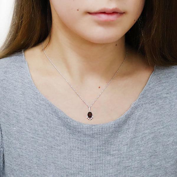 18金 ネックレス レディース 一粒 ガーネット 大粒 18k シンプル ペンダント