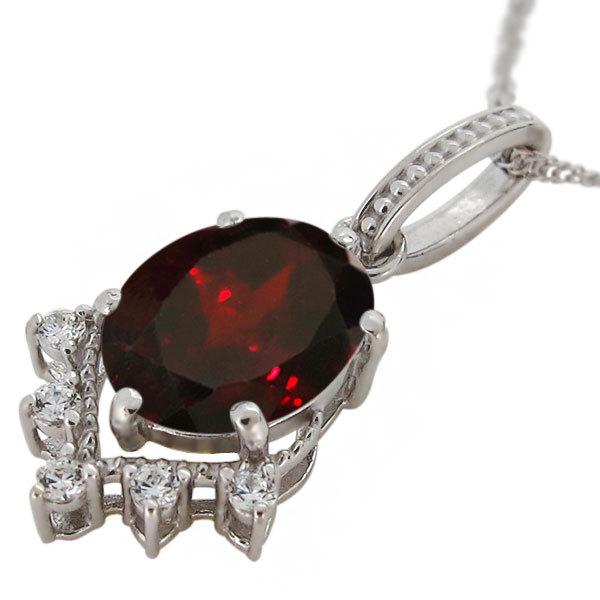 18金 ネックレス レディース 一粒 ガーネット 大粒 18k シンプル ペンダント