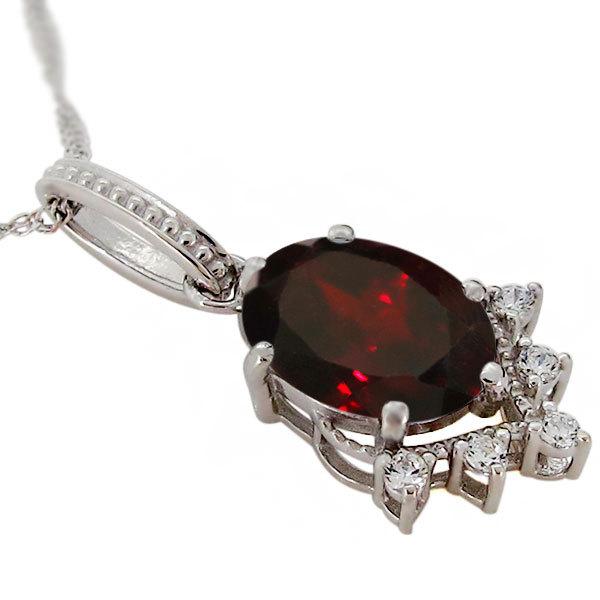 18金 ネックレス レディース 一粒 ガーネット 大粒 18k シンプル ペンダント