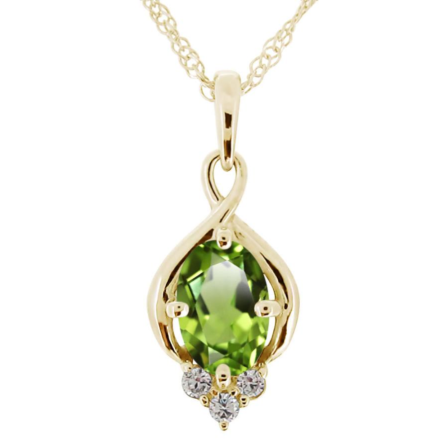 ネックレス レディース ペリドット 大粒 天然石 シンプル ペンダント 8月誕生石 10金