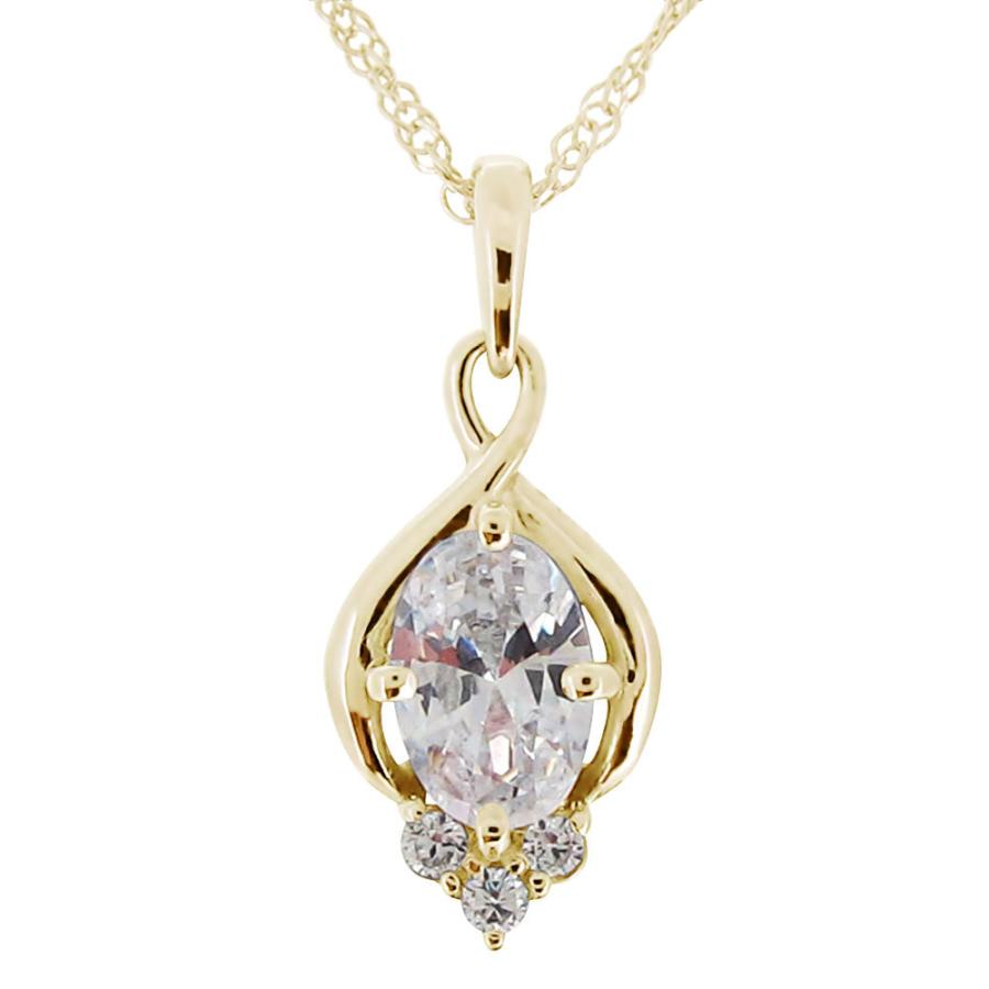 ネックレス レディース キュービックジルコニア 大粒 シンプル ペンダント 10金